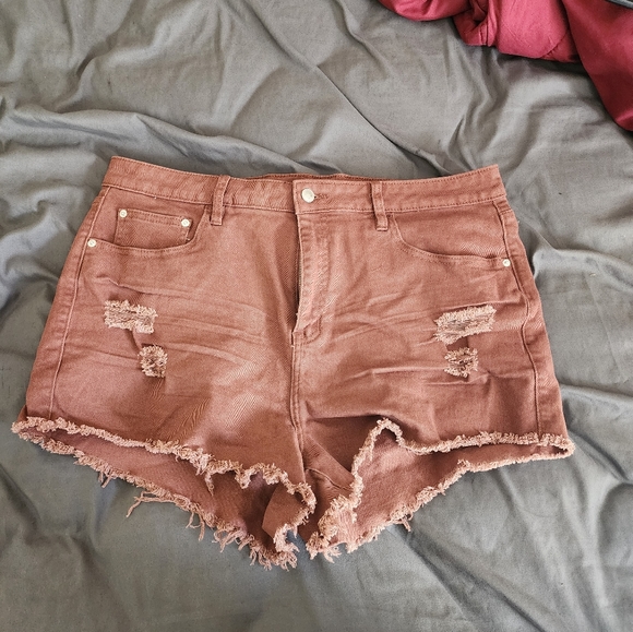 (Unused)High waist distressed jean shorts - Picture 1 of 4